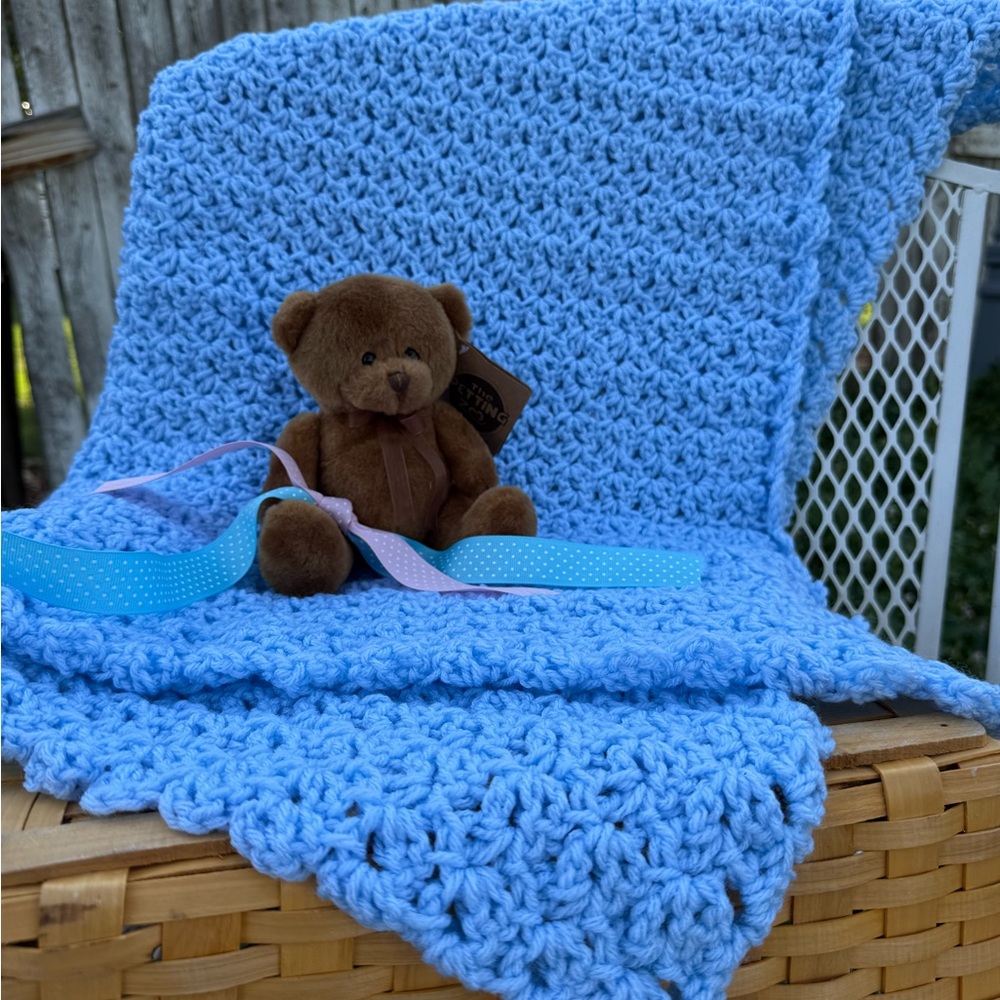 Handmade Blue Baby Crochet Blanket